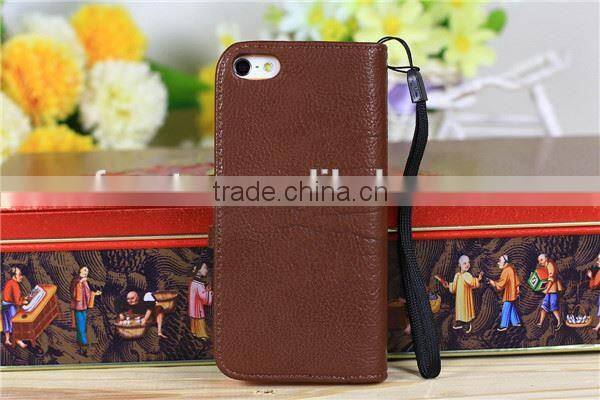 Elegant magnetic flip leather case for iphone 5 with Metal Button F-IPH5LC033