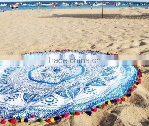 Indian Cotton Round Mandala Beach Throw Roundie Yoga Mat Ethnic Tabke Cover Boho Hippie Tapestry