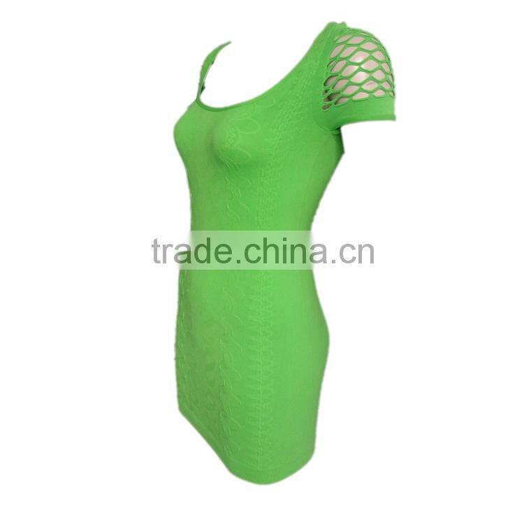2016 Wholesale OEM Service Fitness Wear Wholesale Sexy Mesh Sleeve Ruffle Women Summer Dress