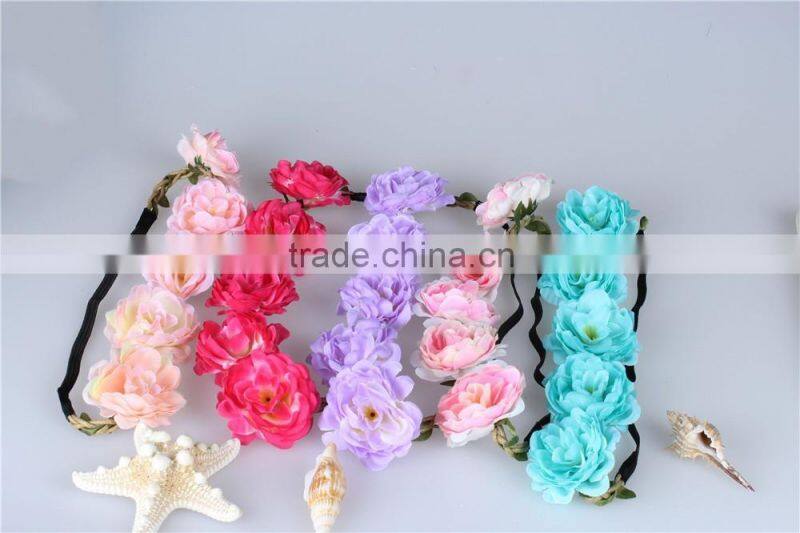 Summer Artificial Flower Headband For Girls,Boho Beach Flower Head Garland