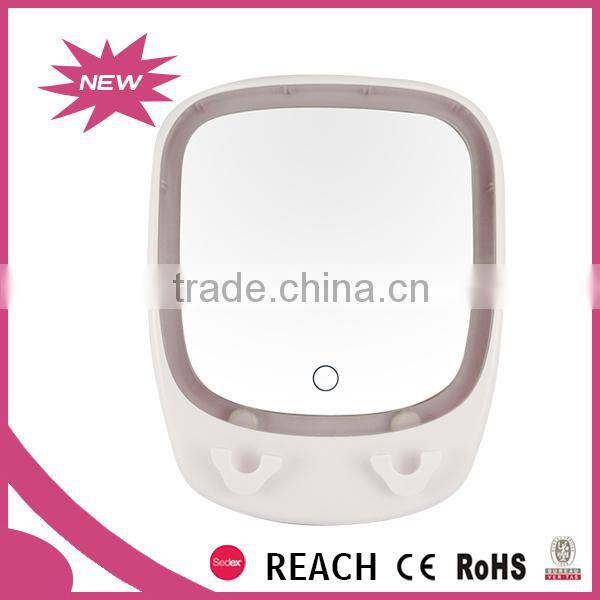 Stick on wall fogless shower mirror shaving mirror , 3x magnifying lighted bathroom wall mirror