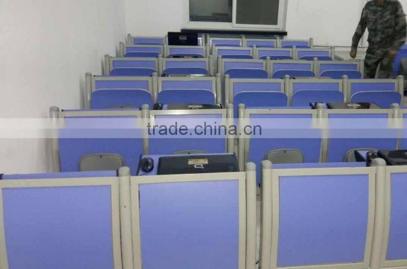 blue bent plywood seat and back lecture hall folding chair