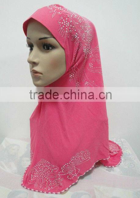 H123 new design one piece muslim hijab with rhinesones