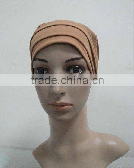 C003 plain tube underscarf with pleat,cotton underscarf and hats