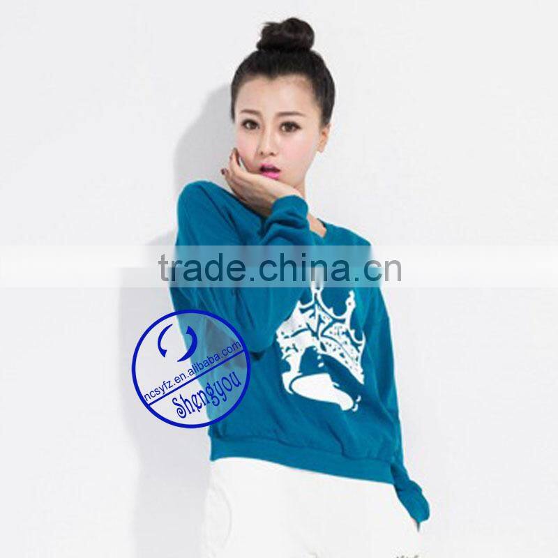 Wholesale custom women's crewneck hoodies sweatshirts with printing