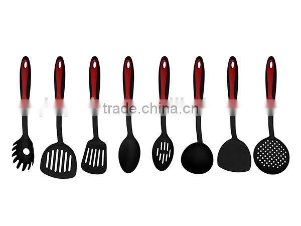 KU4003 FDA & LFBG Silicone handle 8PCS nylon kitchen utensil set