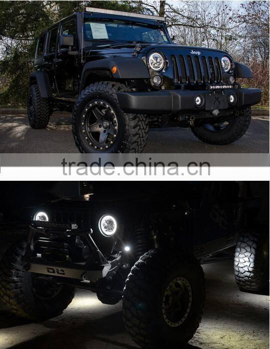 DOT And E-Mark Vortex 7 Inch LED Headlight White 6000K For 97-16 Jeep Wrangler JK LJ CJ Offroad