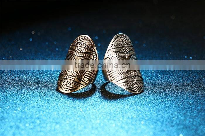 Full metal zinc alloy bohemian vintage graven gold finger ring jewelry