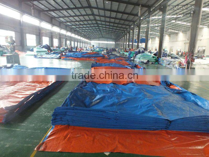 TARPAULIN WARTERPROOF FABRIC high denstiy polyethylene two side lamination striped hem pp rope in hem reinforced heat-seal edge