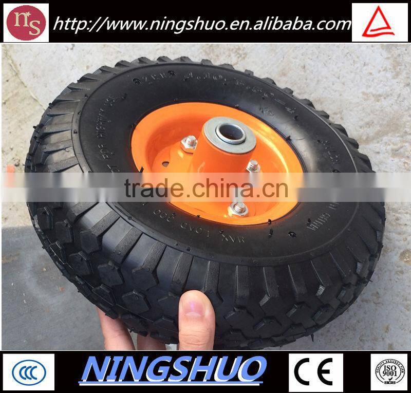Made in china small pneumatic rubber wheel for hand trolley with metal rim