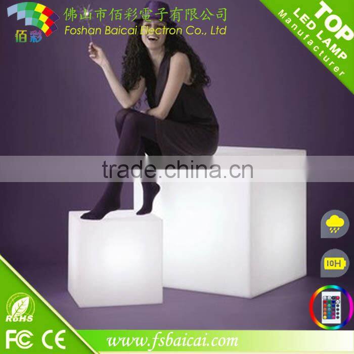 16 colors plastic illuminated led cube furniture chair