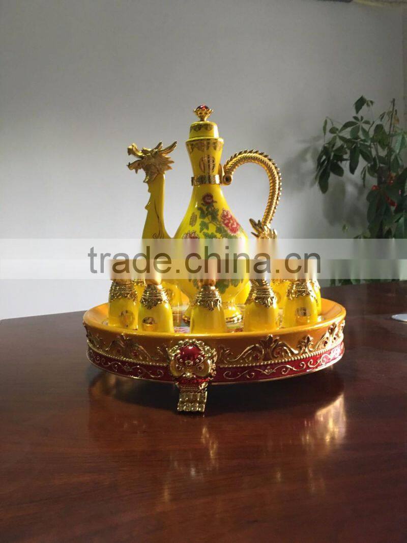 12 zodiac yellow ceramic wine cups,artistic ceramic cup