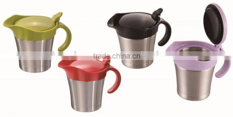 Stainless Steel Double Wall Gravy Boat With Spout & Lid