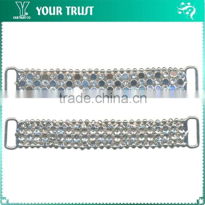 3MM Rhinestone Triangle Chain Connector Rhodium Metal Belt Buckle