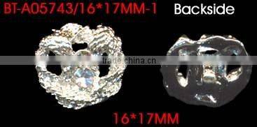 Vintage Crystal Rhinestone Silver Metal Nickel Free Shank Rhinestone Button