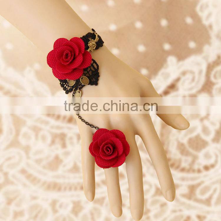 Lace female jewelry chain bracelet with ring