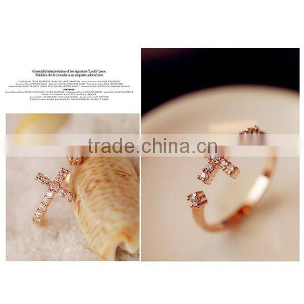 cross diamonds korea simple design finger rings
