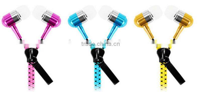 High Quality Zipper Earphone with Mic