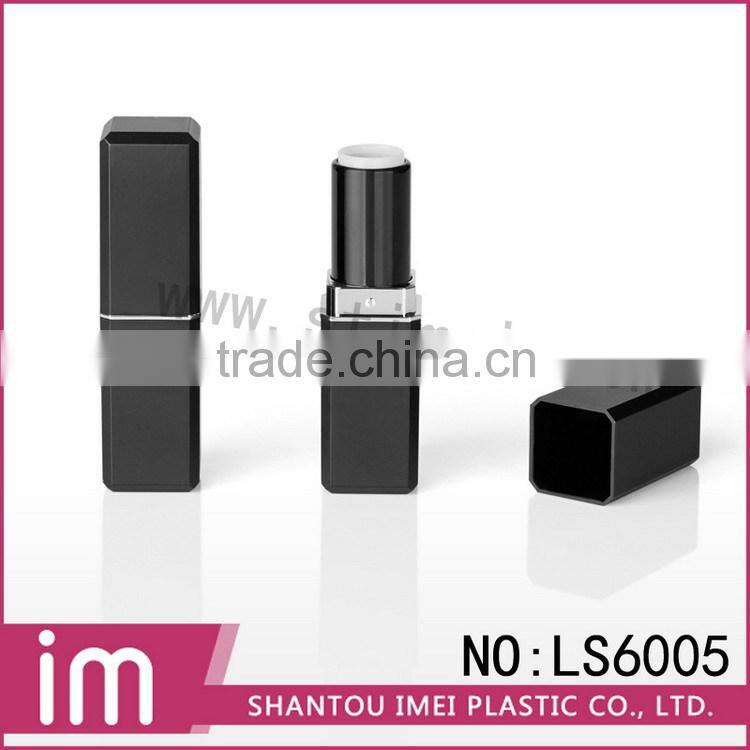 Wholesale empty square black plastic lipstick case LS6005