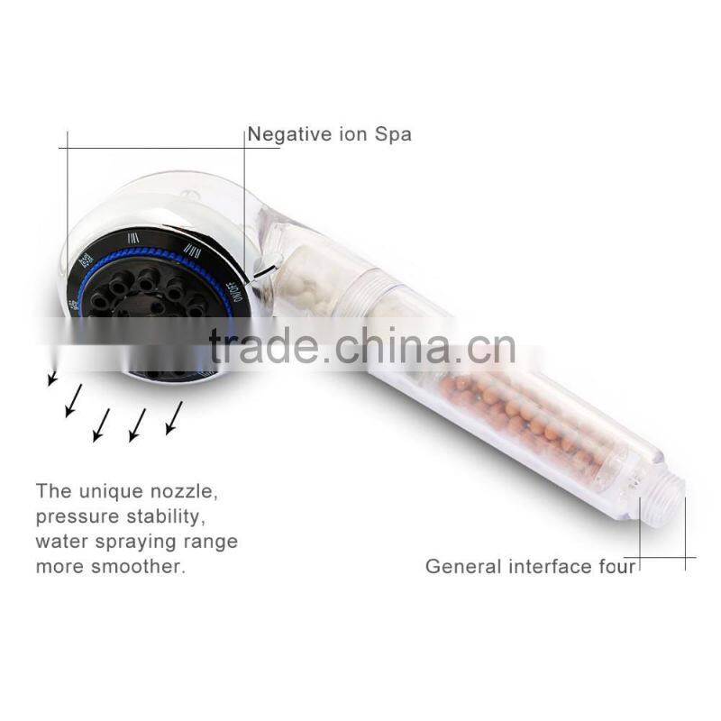 Filtered Hand Held Shower Head Filtration, High Pressure Rainfall Spa Water Saving, Negative Ionic Ion Flow Filter Handheld Show
