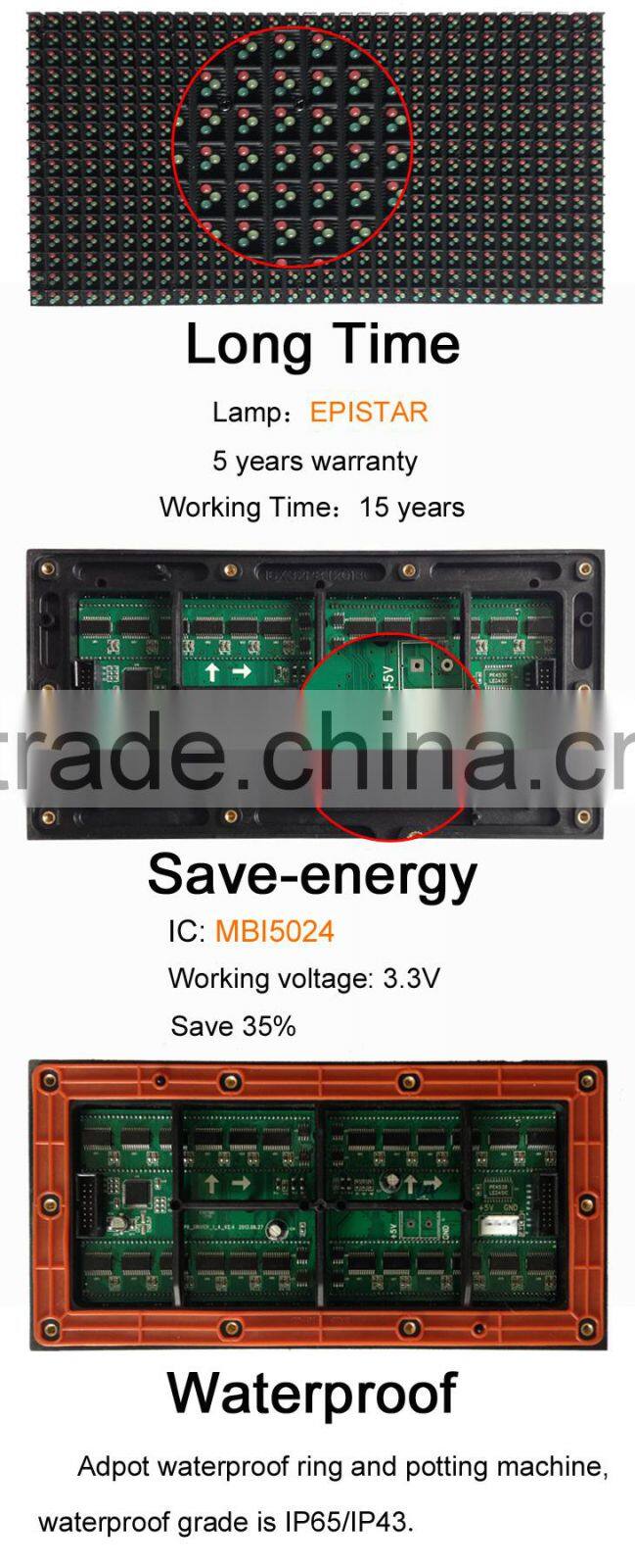 Outdoor high brightness P8 RGB 256*128mm led display