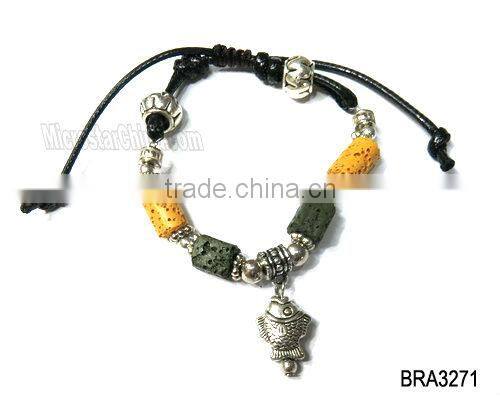 Braided handmade lava stone bracelet