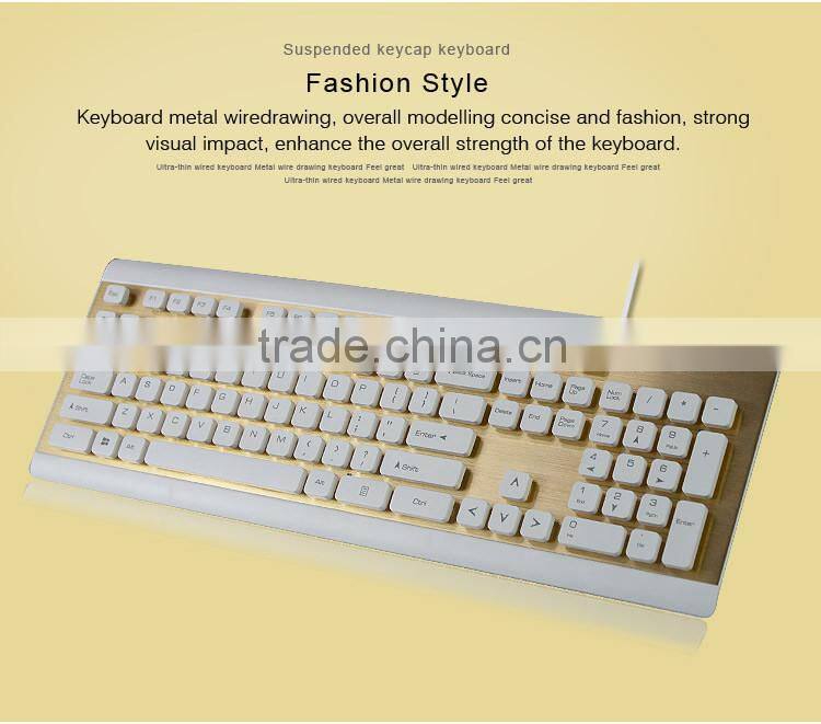 ultra thin wired computer keyboard_Suspended keycap keyboard with metal wile drawing