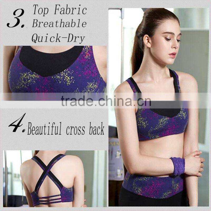 High quality no rim women seamless sport gym bra top