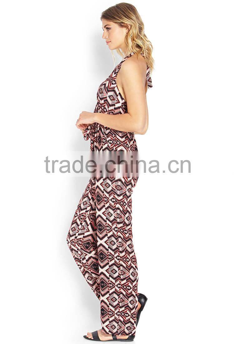 women playsuits wholesale retro pattern printing jumpsuits/playsuits women sexy jumpsuits