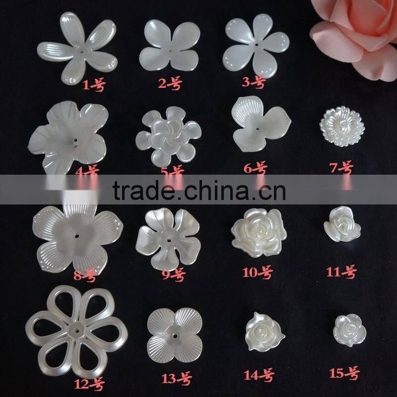 high quality well polished colorful plastic ABS rose flower straight hole sew on pearl