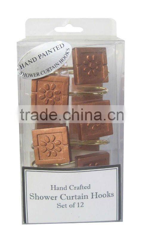 12 PCS DECROTIVE SHOWER CURTAIN HOOKS