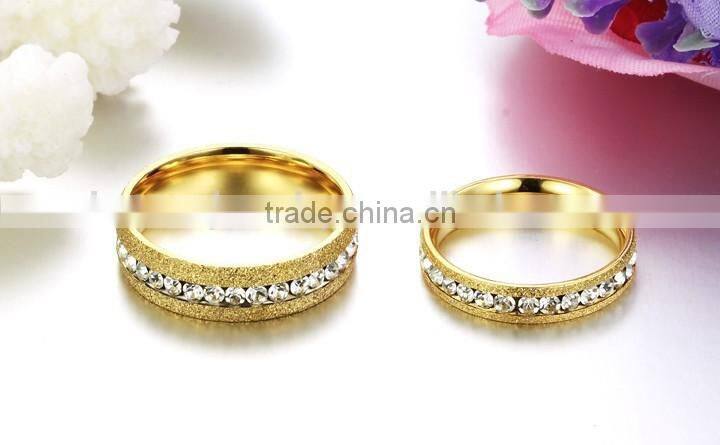 KSTONE Latest Designs Gold Shiny Couple Ring, Gold Crystal Ring For Couples