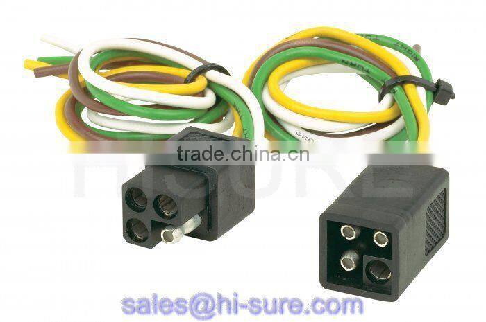 trailer connector 4 pole/way square connector wire harness