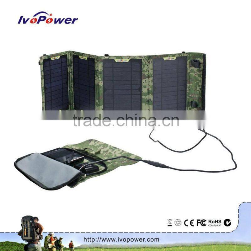 14W Portable Folding Solar Charger With Extension Code For Laptop