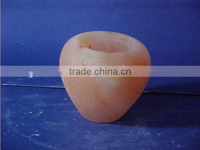 Handmade White Glass Rock Salt Tea Light Candle Holder