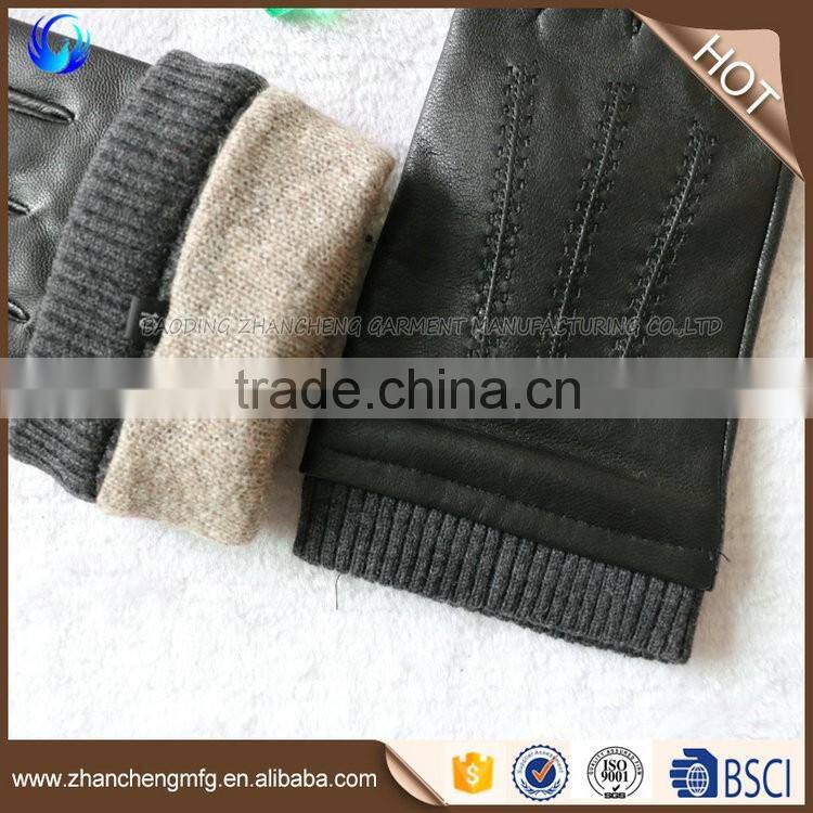 New fashion mens goatskin leather gloves winter leather glove made in China