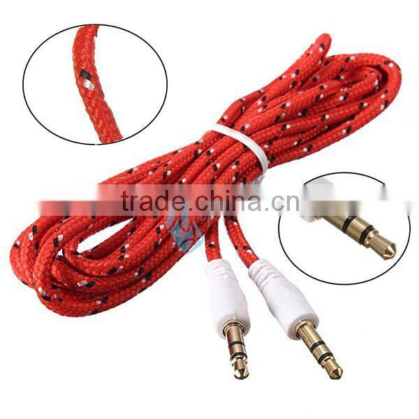 120cm Male To Male Shoelace Flat Braided 3.5mm Audio Cable