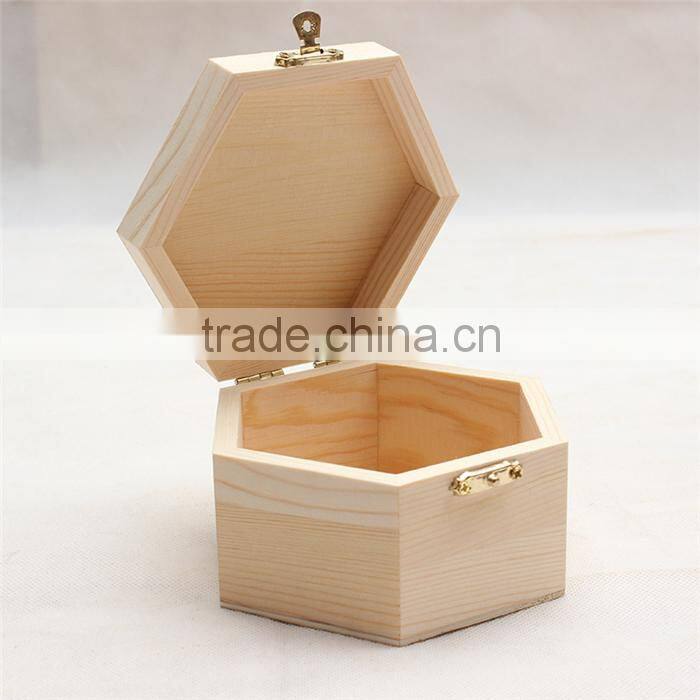 High quality dry pine hinged wood trinket box,handmade unfinished wood trinket box