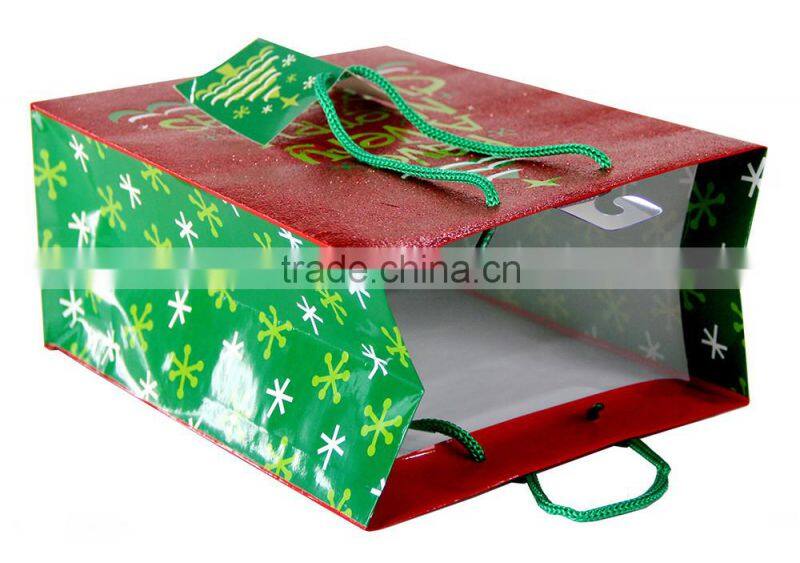 Wholesale handmade custom glitter christmas gift paper shopping bags