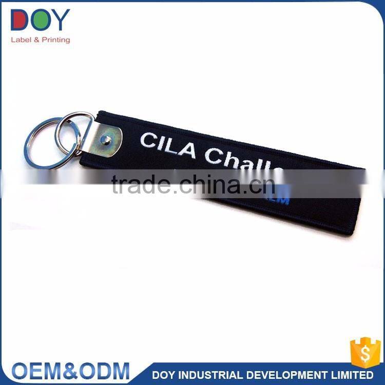 Wholesale high quality custom logo design Keychain type remove before fright embroidery keychain