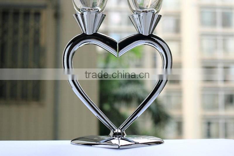 2015 new design lead free clear crystal 170ml wedding glass with heart shape