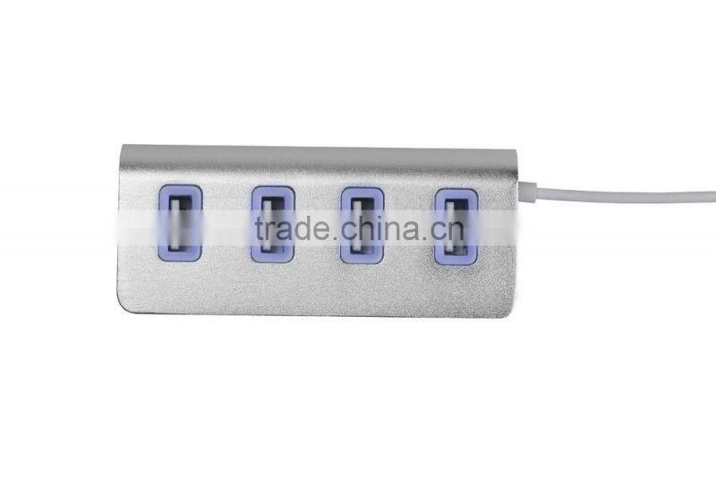 Good for gifts! Aluminium casing 4 port type c hub change to usb 2.0 hub for Macbook with LED indicators