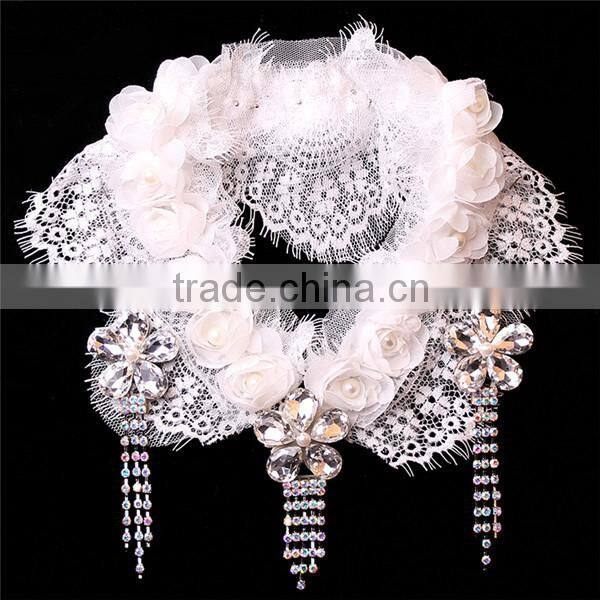 MYLOVE Handmade jewelry set white lace crystal necklace and earring MLT008