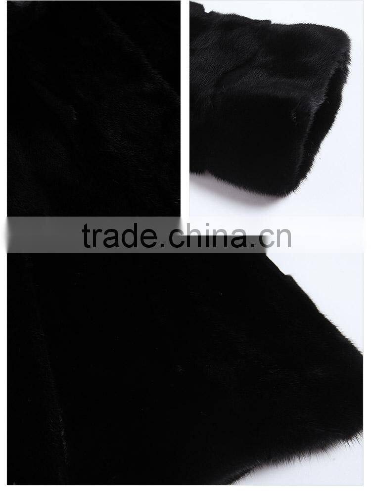 Famous Brand design simple black female mink fur coat for women