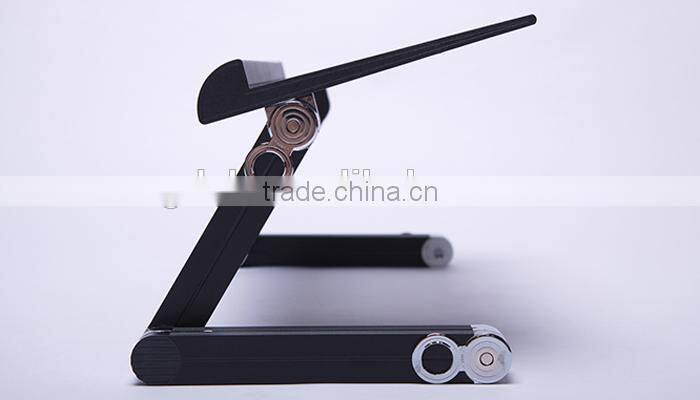 Folding laptop table for computer with cooling fans and mouse Tray and Book Clamping