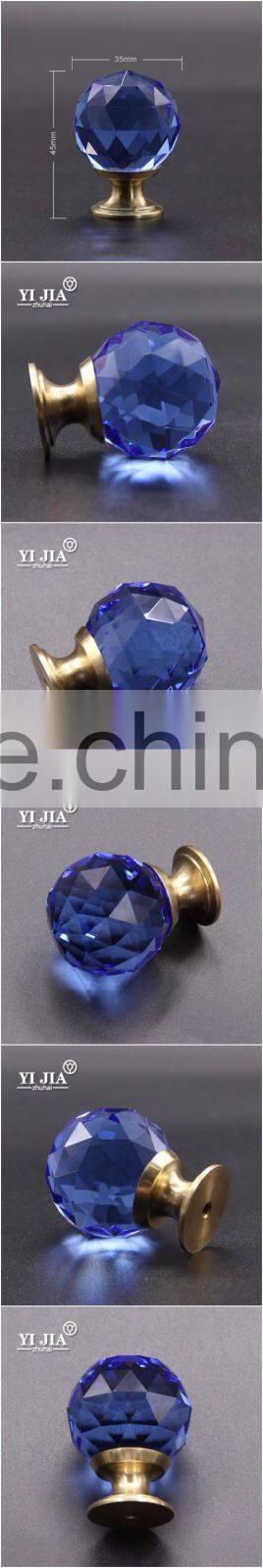 light blue old fashion brass metal cabinet handles kitchen glass knobs