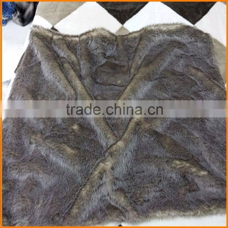 Mink Faux Fur Throw Luxury Plush Blanket in Brown Taupe
