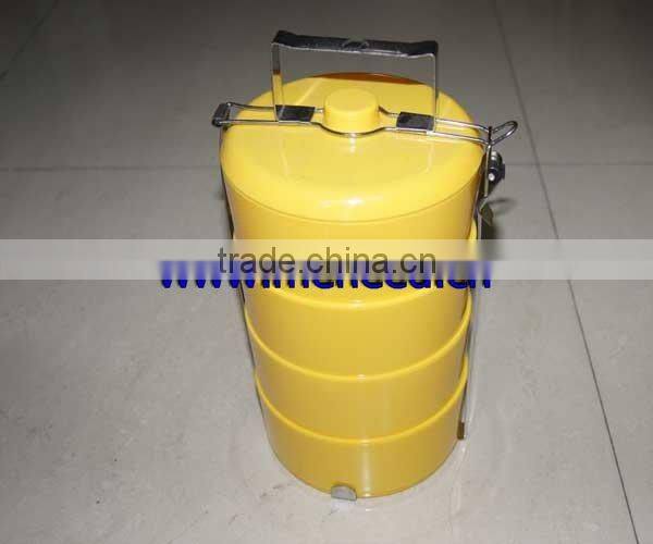 Hot sale round shape 4 sections colorful rice bowl, unbreakable solid color plastic lunch box