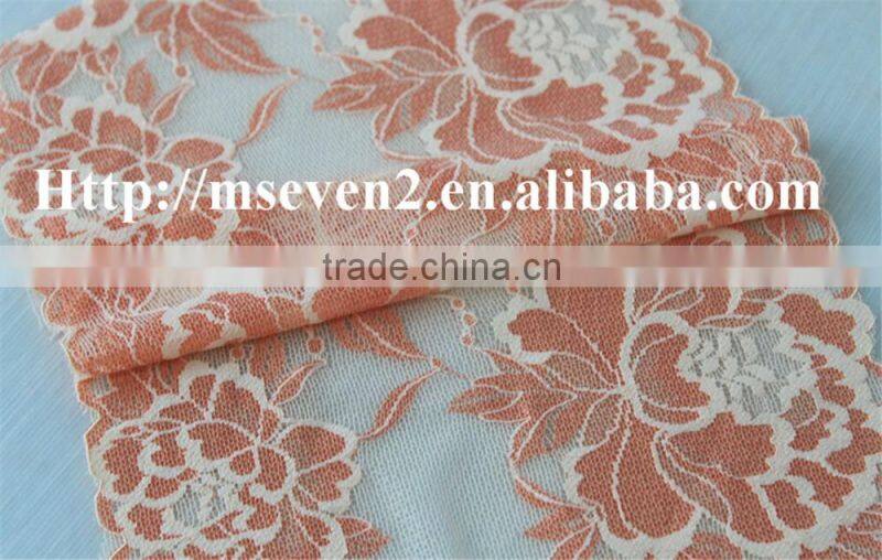 hot selling 20cm width elastic band brazilian hair flower pattern full lace trim