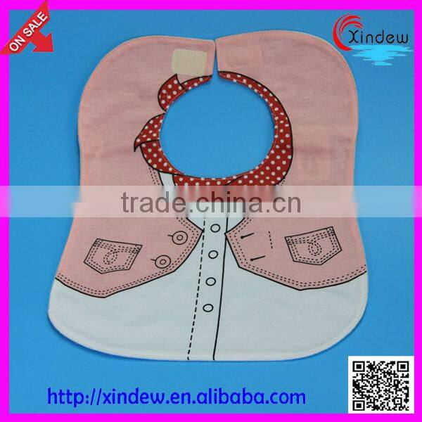 baby boy's vest bib with printed tie and button